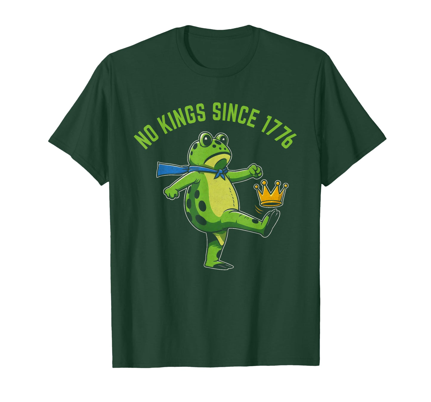 No Kings Since 1776 Portland Frog Kicking Crown Retro T-Shirt