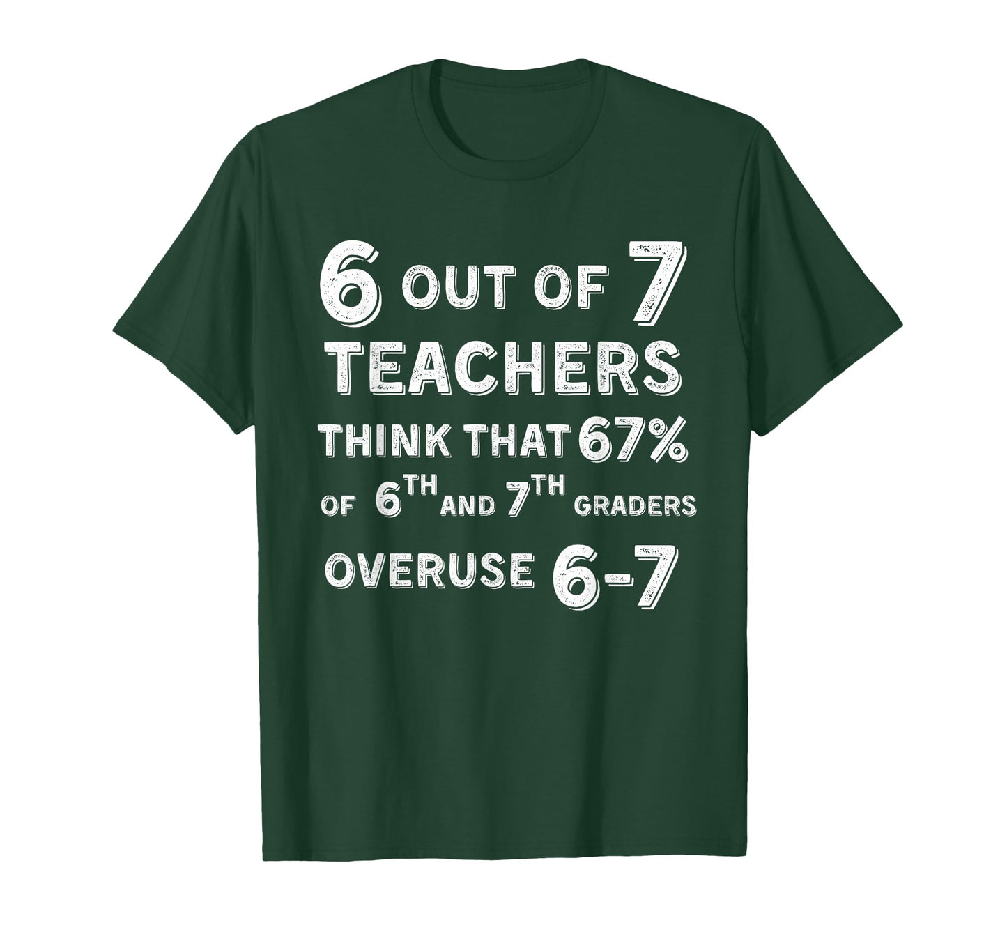 Funny 67 Teacher Middle School Teacher 6 7 Funny Overuse 67 T-Shirt