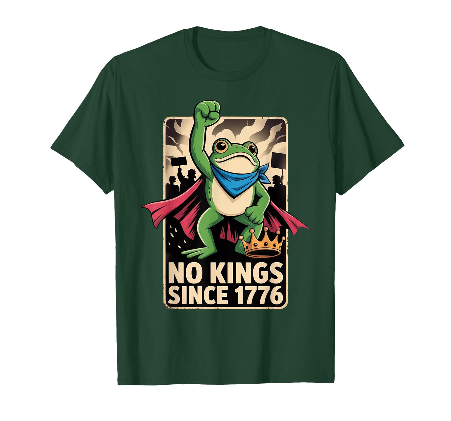 Funny Portland Frog Protest Resist Frog No Kings Since 1776 T-Shirt