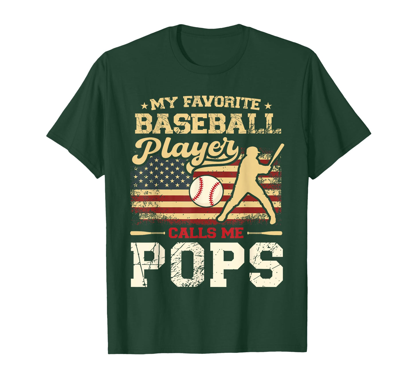 My Favorite Baseball Player Calls Me Pops US Flag T-Shirt