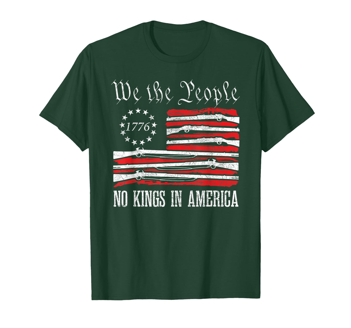 No Kings in America Vintage USA Flag Patriotic No Kings T-Shirt