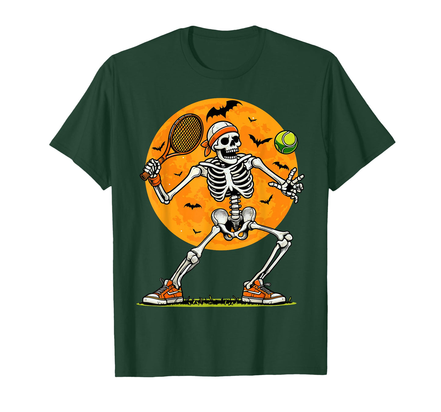 Tennis Skeleton Spooky Boys Funny Halloween Tennis Player T-Shirt