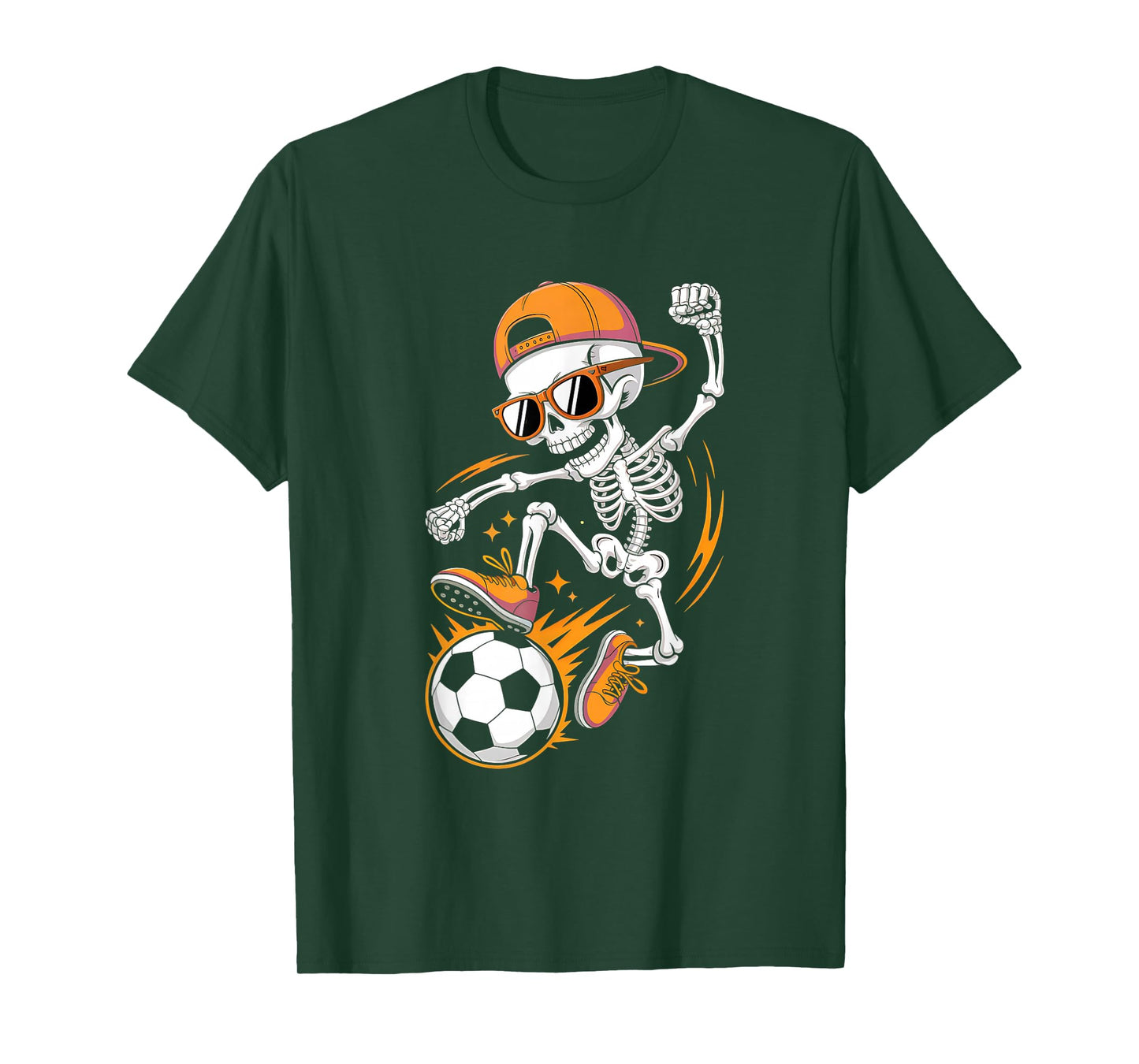 Halloween Skeleton Funny Soccer Shirt for Teens Boys Men T-Shirt