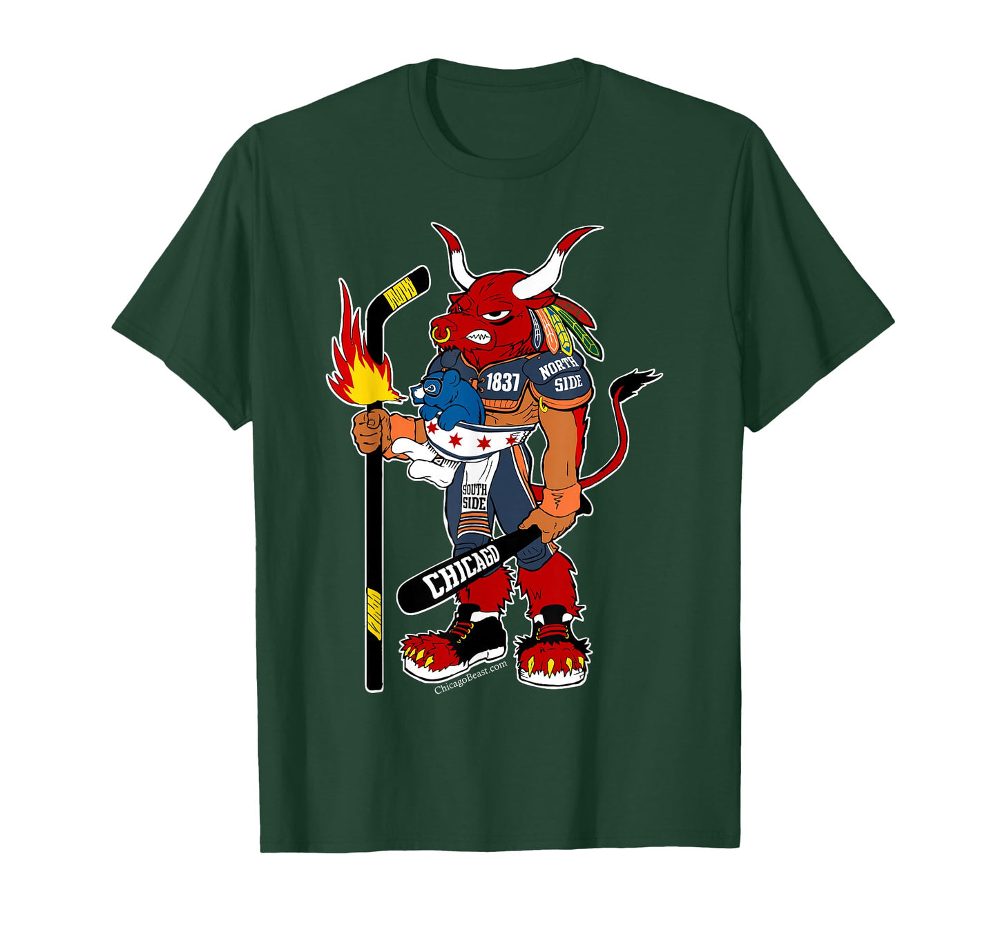 Creatureopolis Chicago Beast Black Cotton T-Shirt - Classic Fit, Round Neck, Short Sleeve, Adult Size