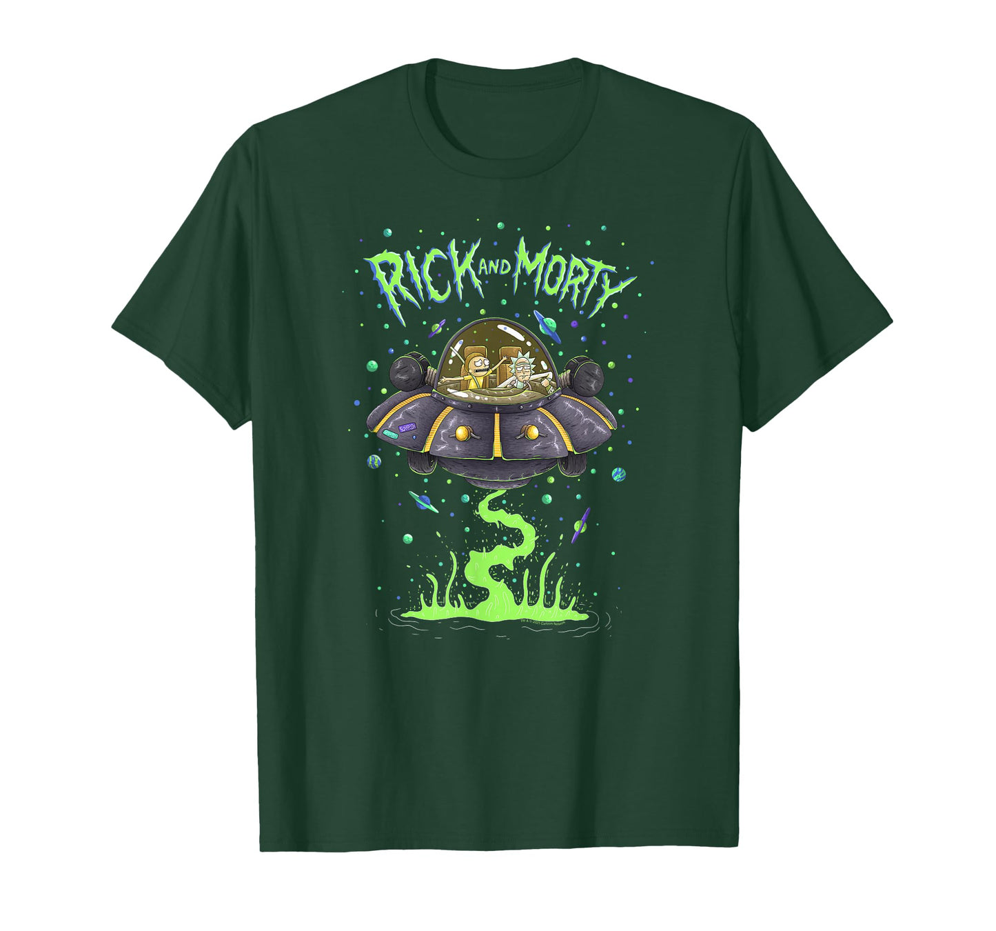 Rick and Morty Spaceship Getaway Funny Cartoon T-Shirt