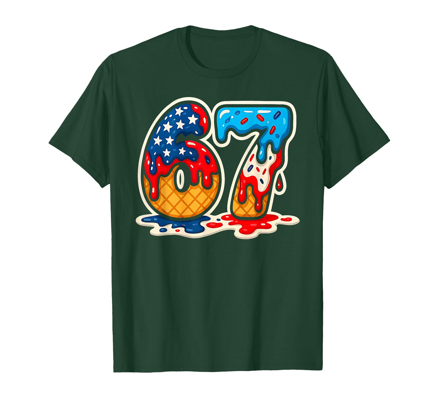 67 Ice Cream Drip Meme Funny Six Seven Gen Alpha Slang T-Shirt