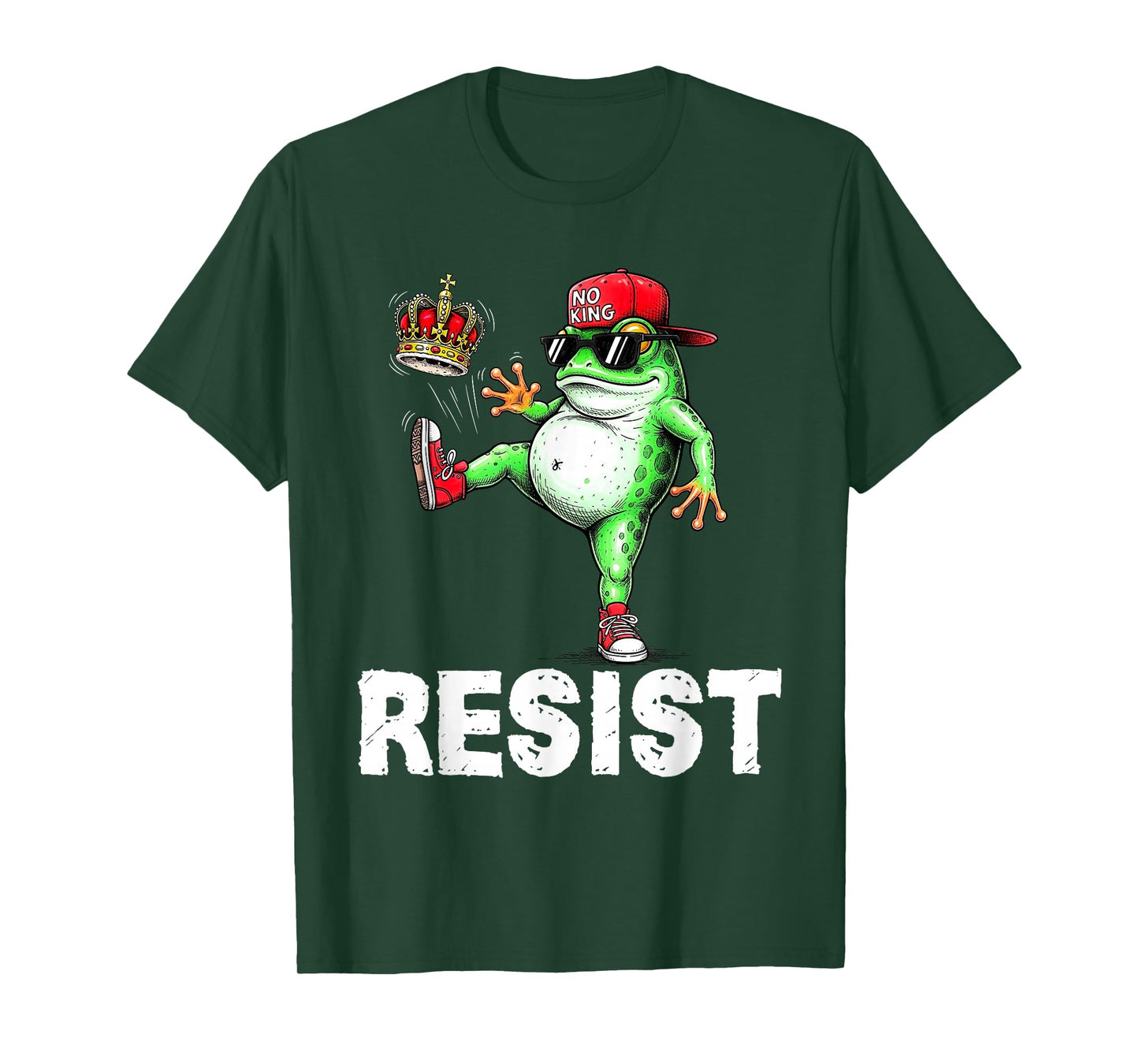 Vintage Cool Frog Resist No King Graphic Retro Streetwear T-Shirt