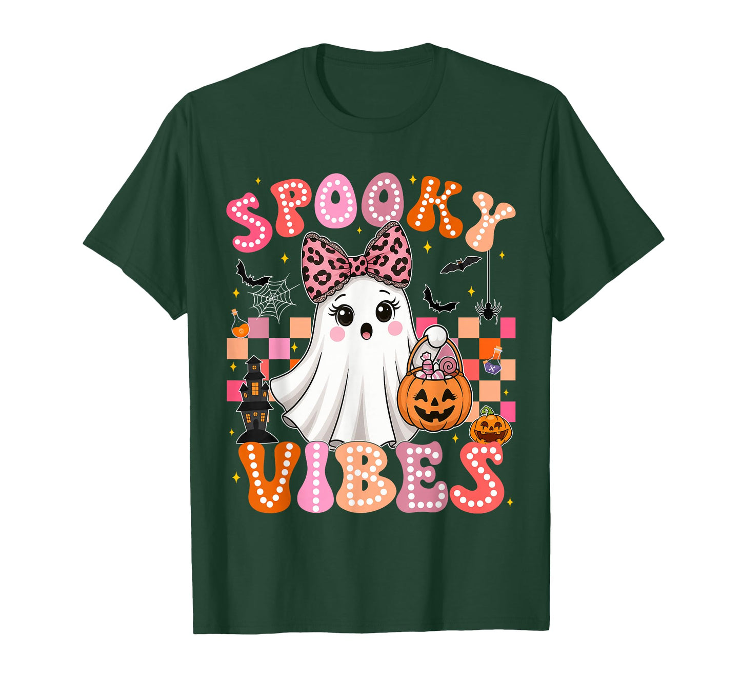 Groovy Spooky Vibes Cute Boo Ghost Halloween Costumes Girls T-Shirt