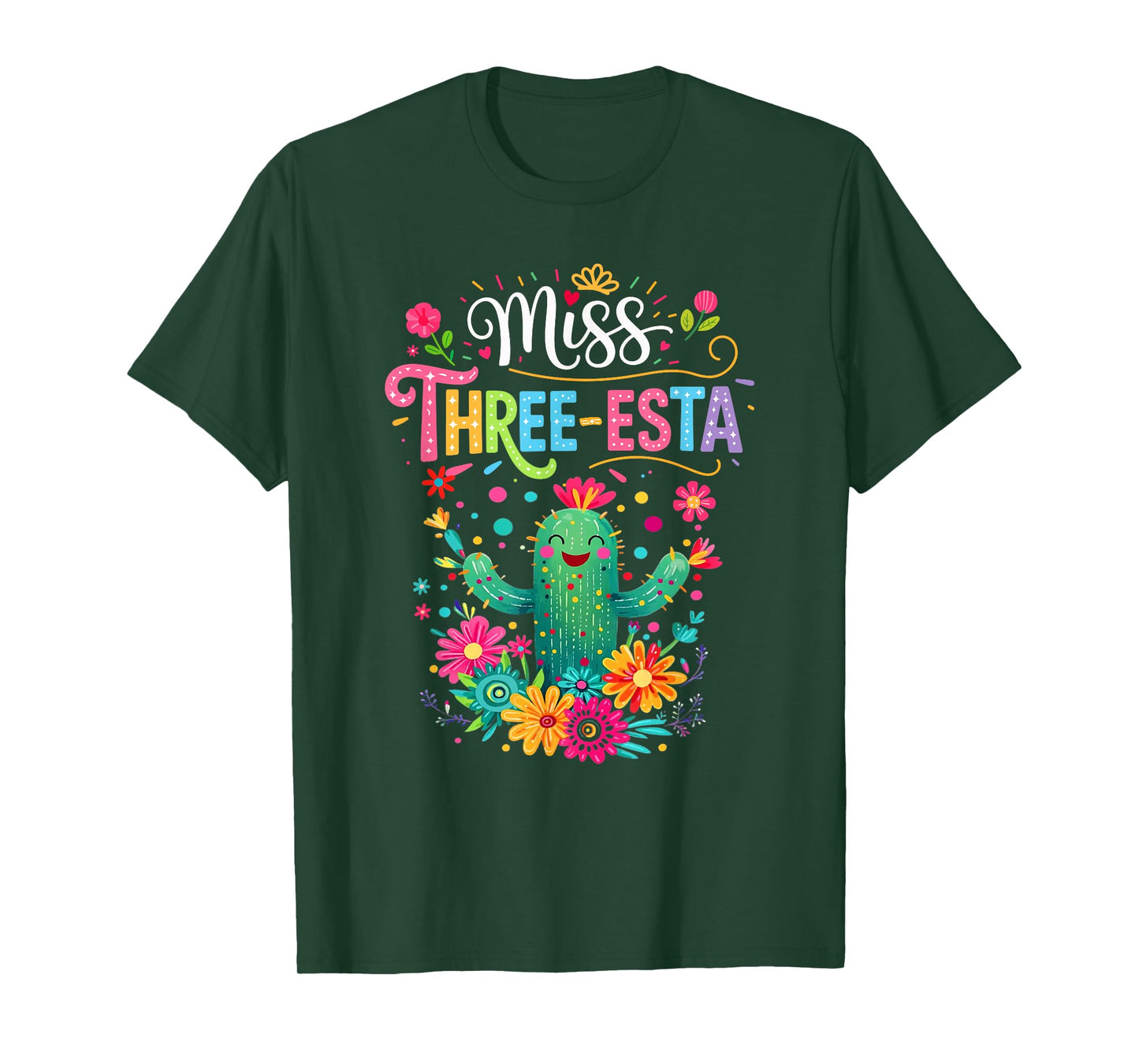 Miss Three-Esta Fiesta Cactus 3Rd Birthday Party Outfit T-Shirt