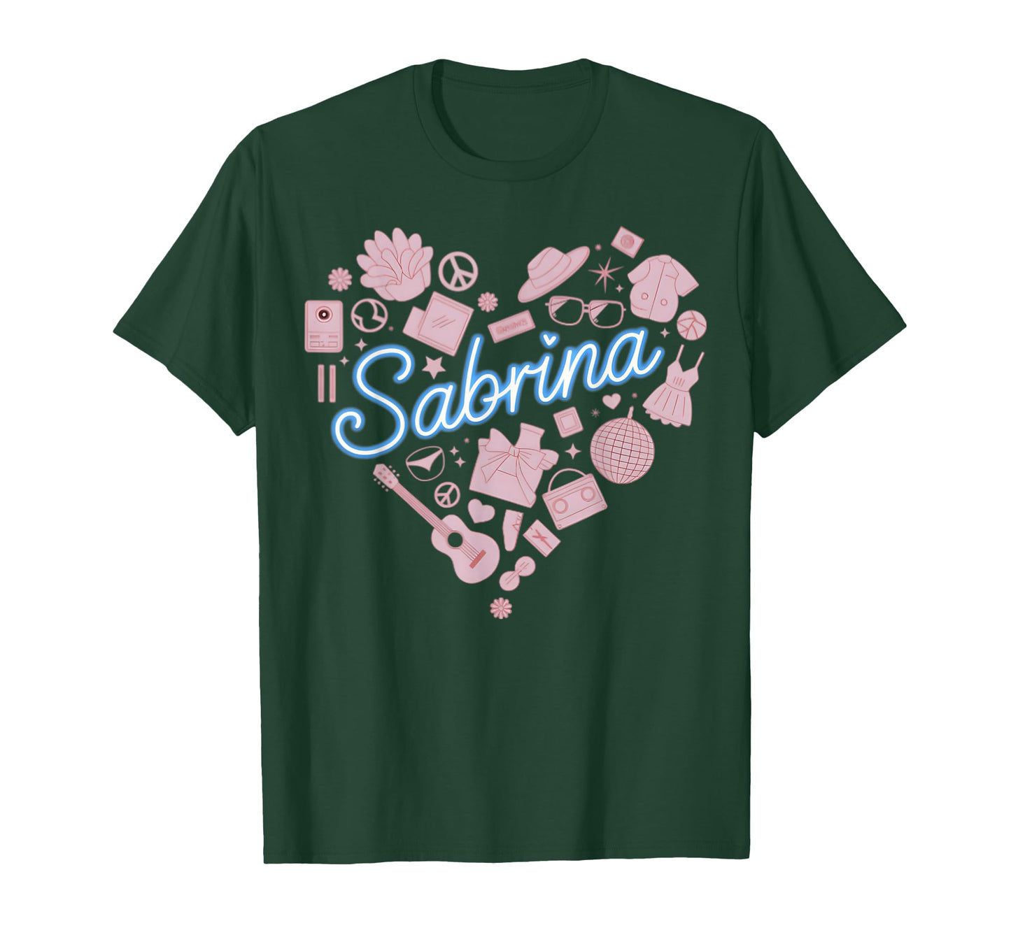 Girl Retro Sabrina First Name Personalized Heart T-Shirt