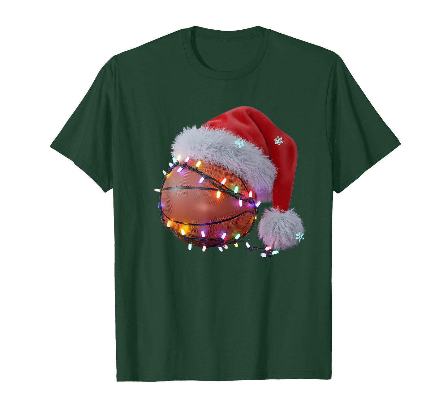 Christmas Basketball Santa Hat Funny Holiday T-Shirt