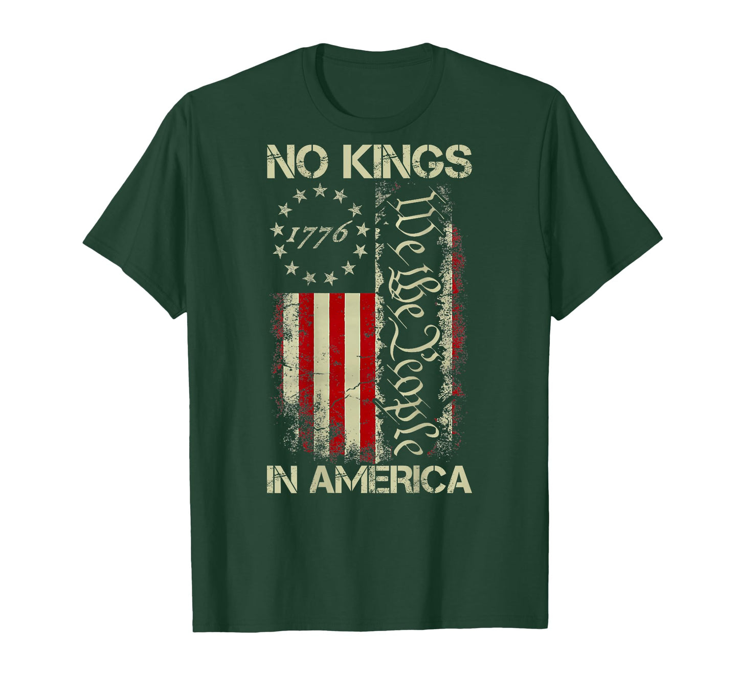 No Kings in America Protest 1776 We The People Flag -On Back T-Shirt