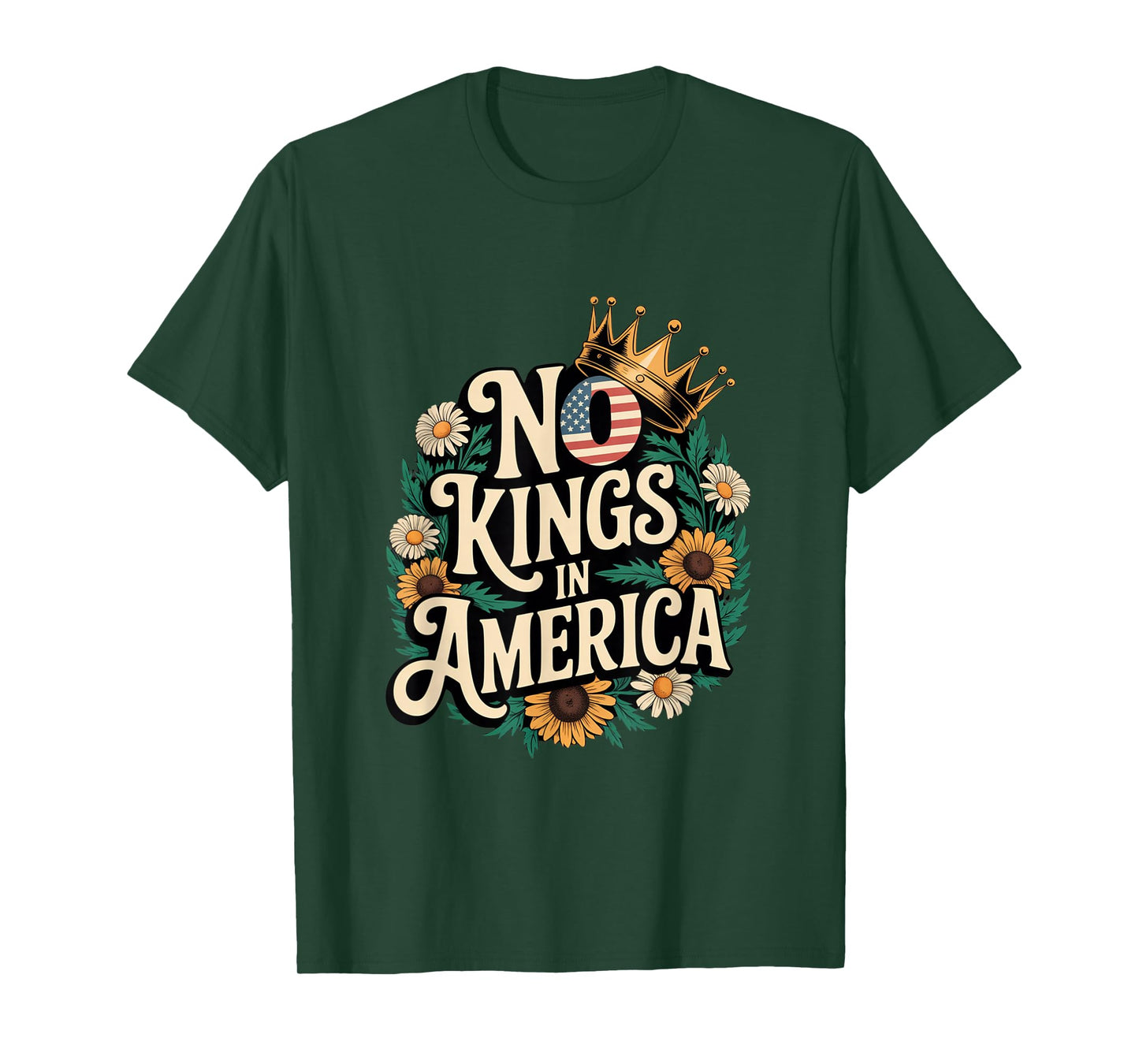 No Kings In America Floral Retro Democracy T-Shirt