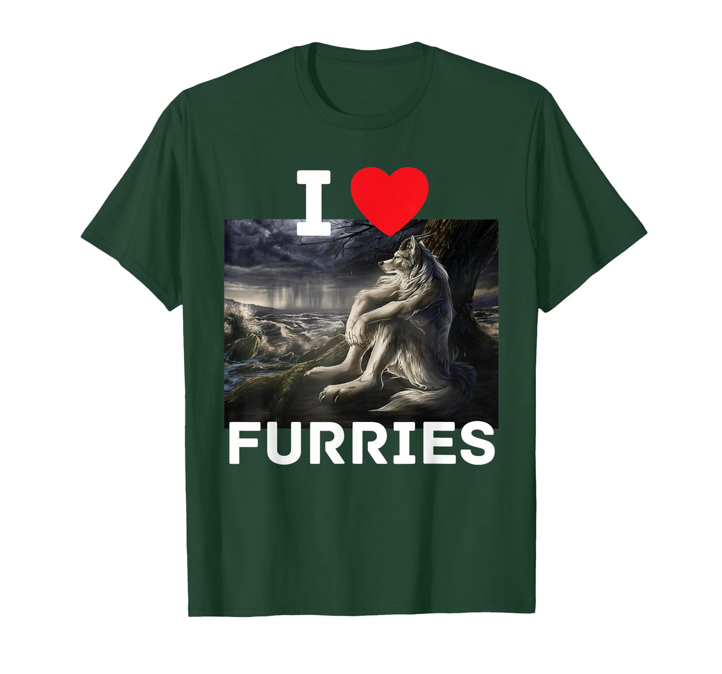 I Heart Furries Funny Cringe Furry Alpha Werewolf Wolf Meme T-Shirt