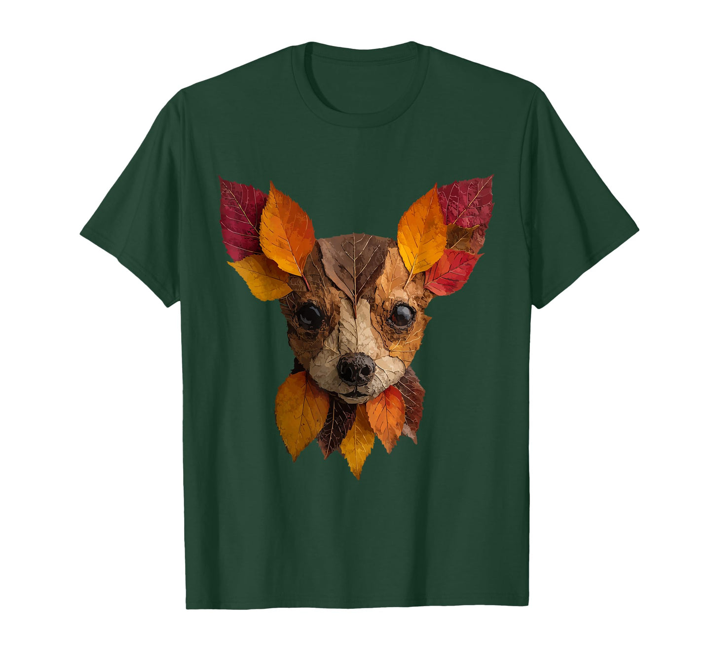 Chihuahua Autumn Leaves Artistic Dog Art Leaf Fall Aesthetic T-Shirt