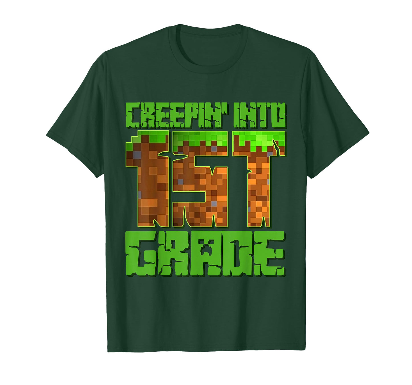 Creepin’ Into 1st Grade Kids Boy Gamer Pixel Back to School T-Shirt