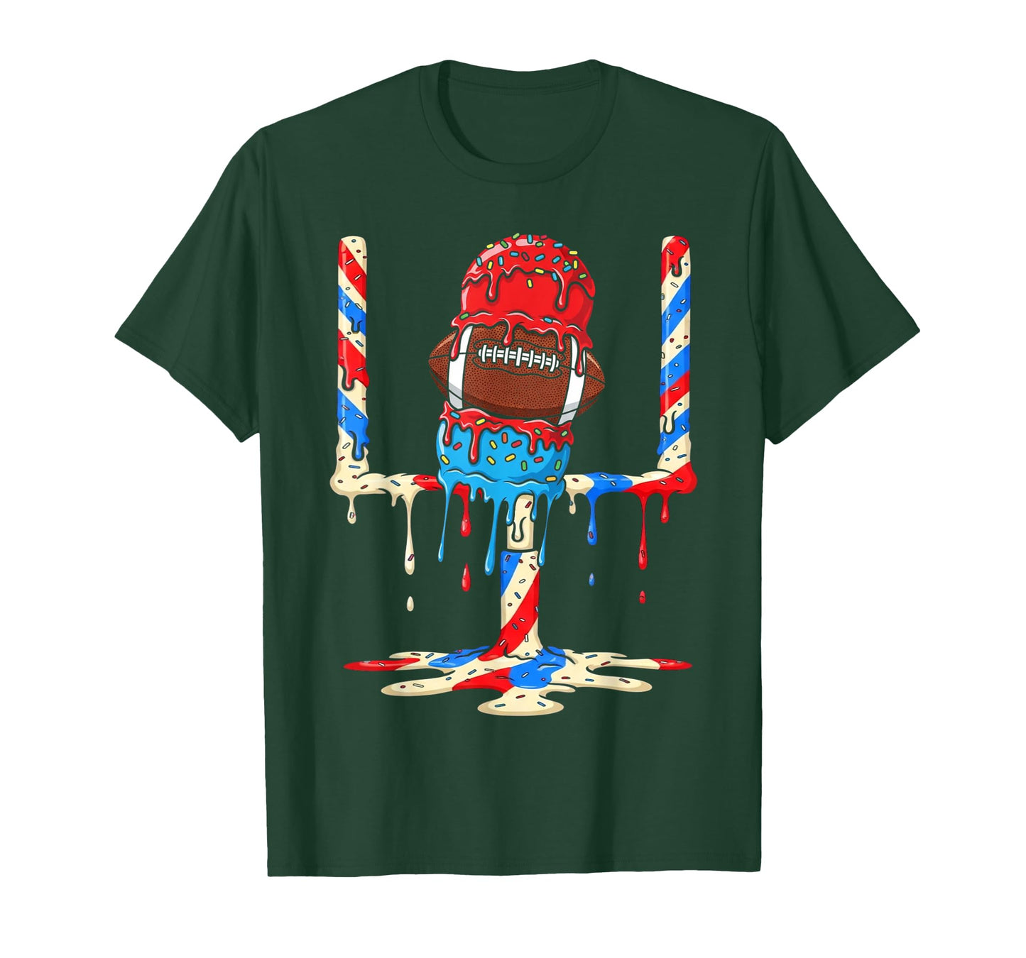Ice Cream Drip Football Goalposts Football Drip Patriotic T-Shirt