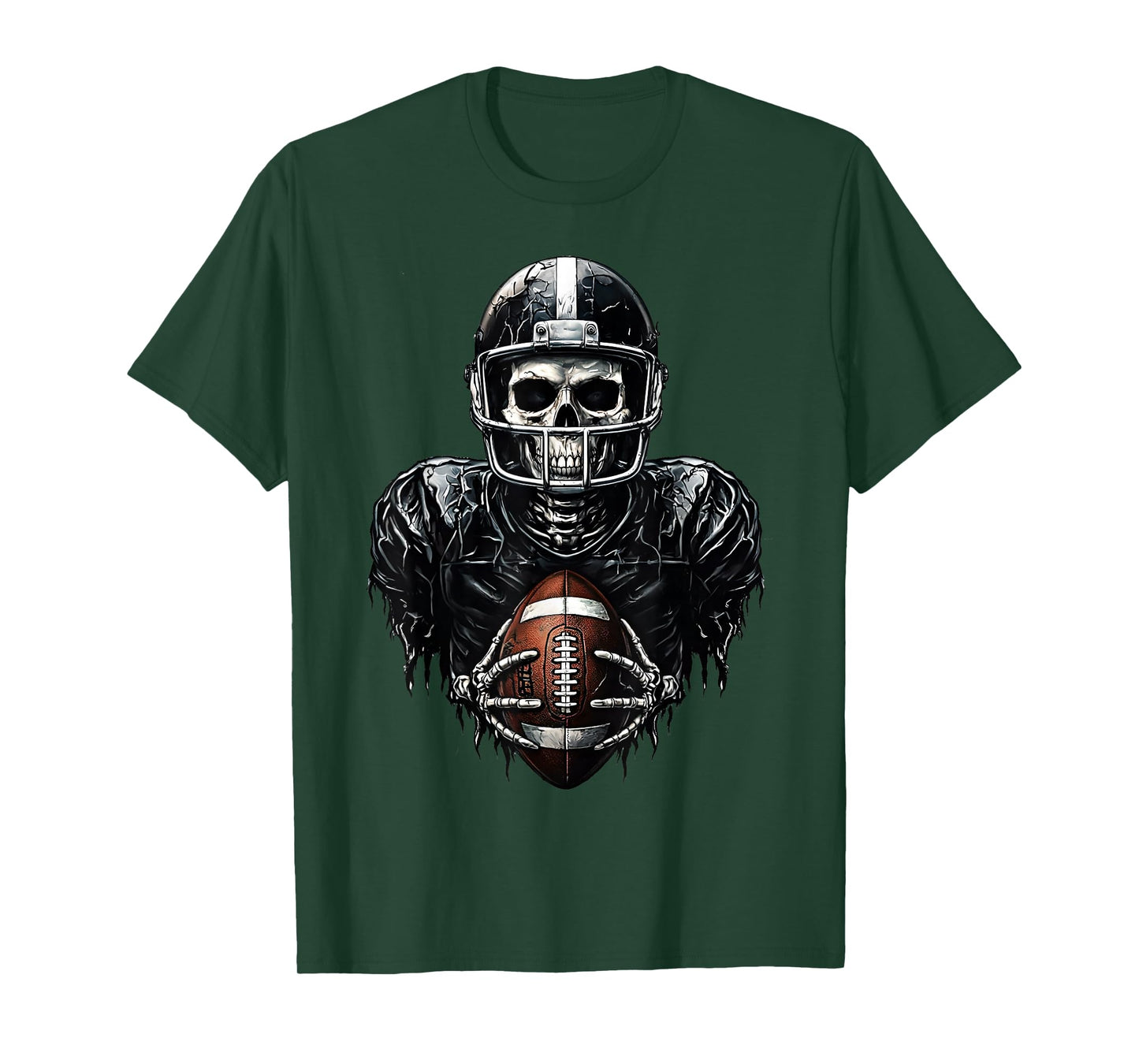 Halloween Skeleton Football Player Spooky Sports Graphic T-Shirt