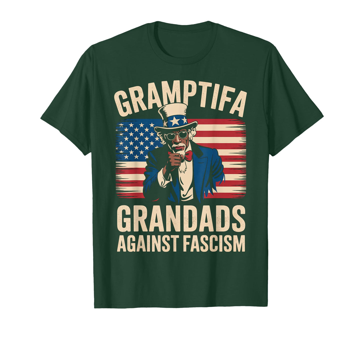 Gramptifa Black Grandad Against Fascism Flag Resist No Kings T-Shirt