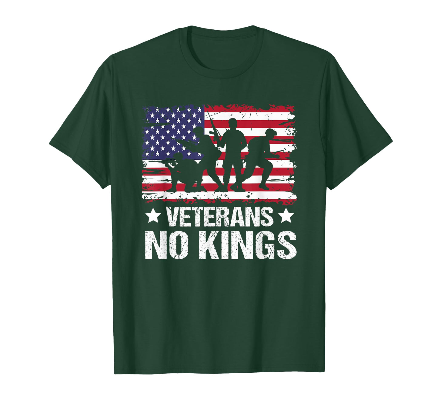 Veterans No Kings Vintage Military America Flag Veterans Day T-Shirt