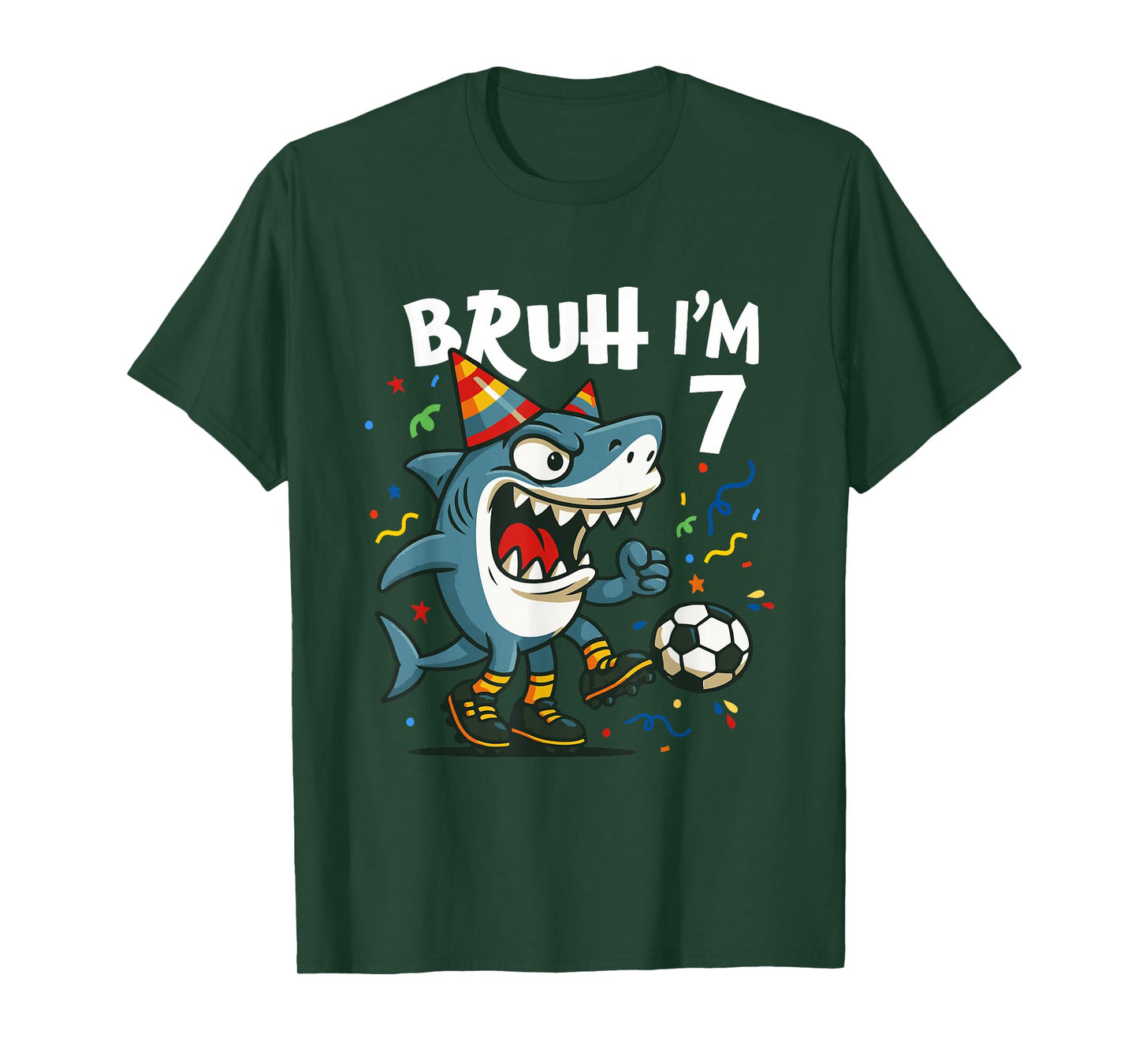 Tralalero Tralala Italian Brain Red Soccer 7th Birthday T-Shirt