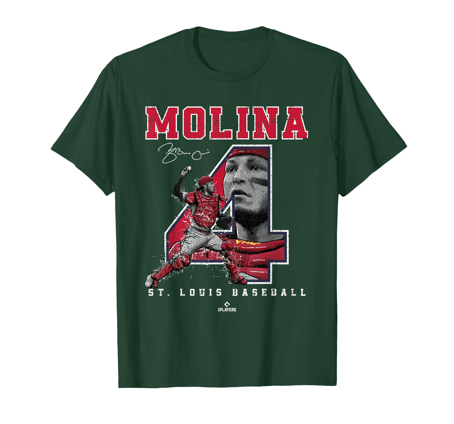 Number and Portrait Yadier Molina St Louis MLBPA T-Shirt