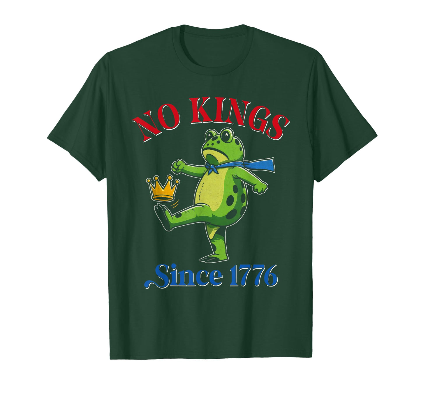 No Kings Since 1776 Portland Frog Kicking Crown Retro T-Shirt