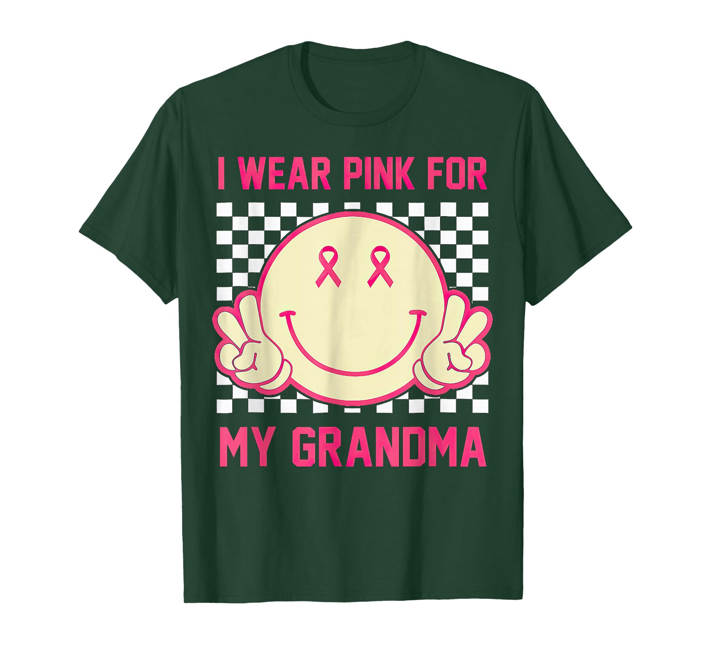 I Wear Pink For My Grandma Smile Face Breast Cancer Month T-Shirt