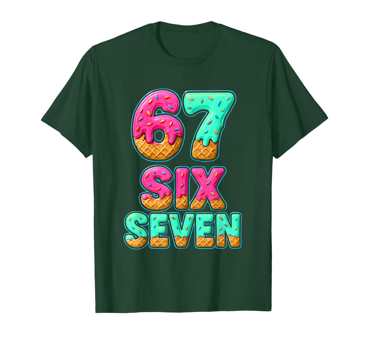 67 Ice Cream Drip Baseball Six Seven Funny 6-7 Meme Teen Boy T-Shirt