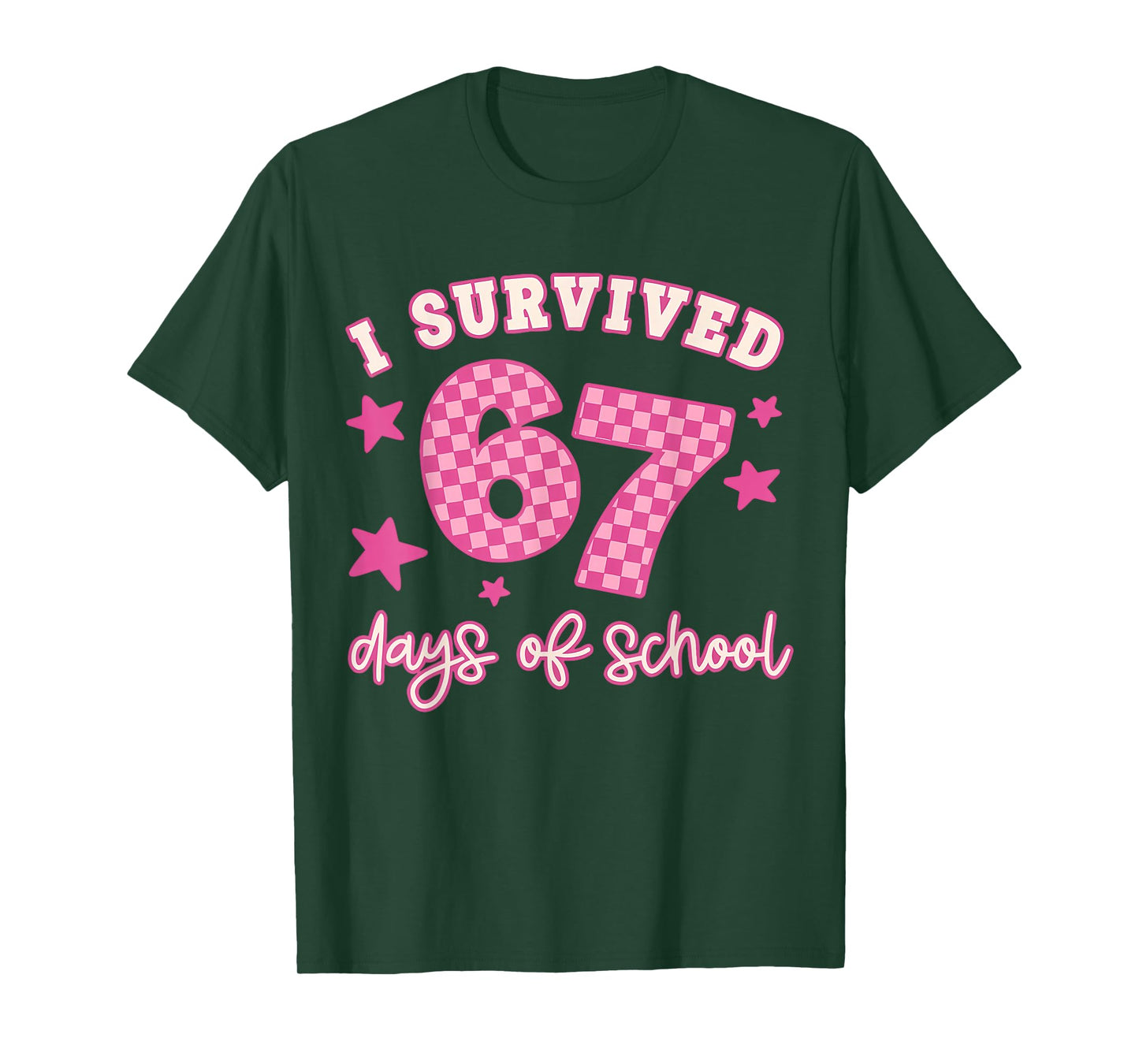 I Survived 67 Six Seven Days of School Checkered Girl T-Shirt