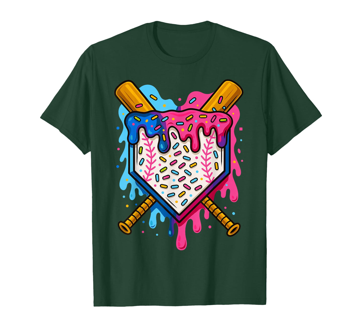 Baseball Boys Ice Cream Drip Baseball T-Shirt