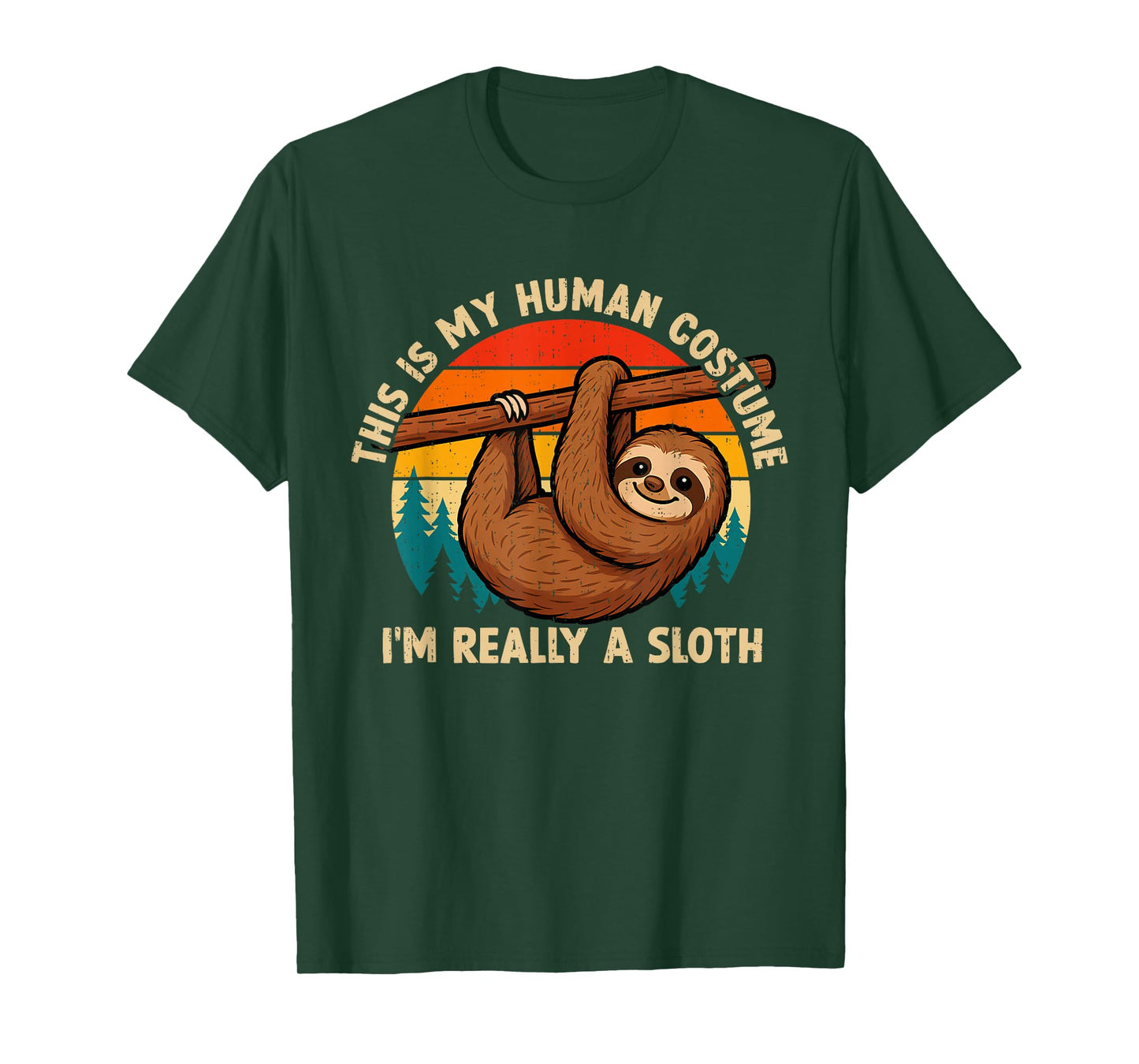 Funny This is My Human Costume I'm Really A Sloth Halloween T-Shirt