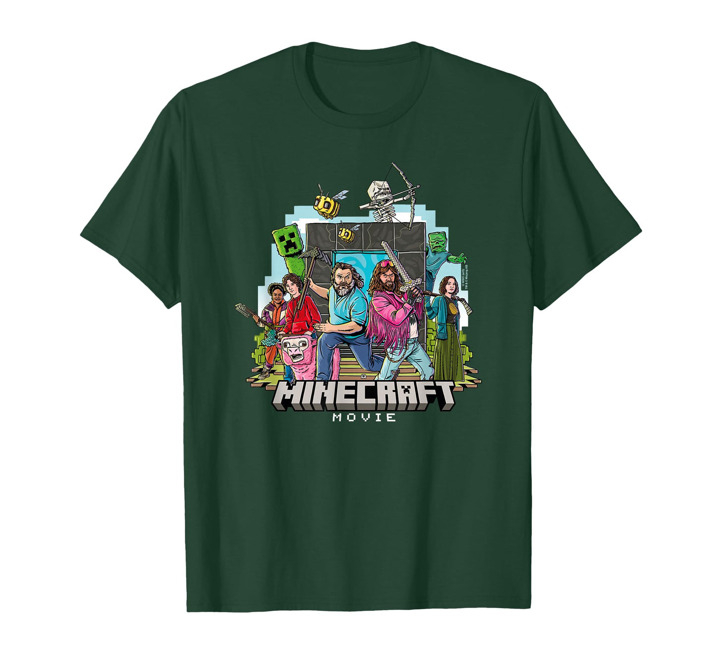 A Minecraft Movie Main Characters Group Shot Cartoon Style T-Shirt