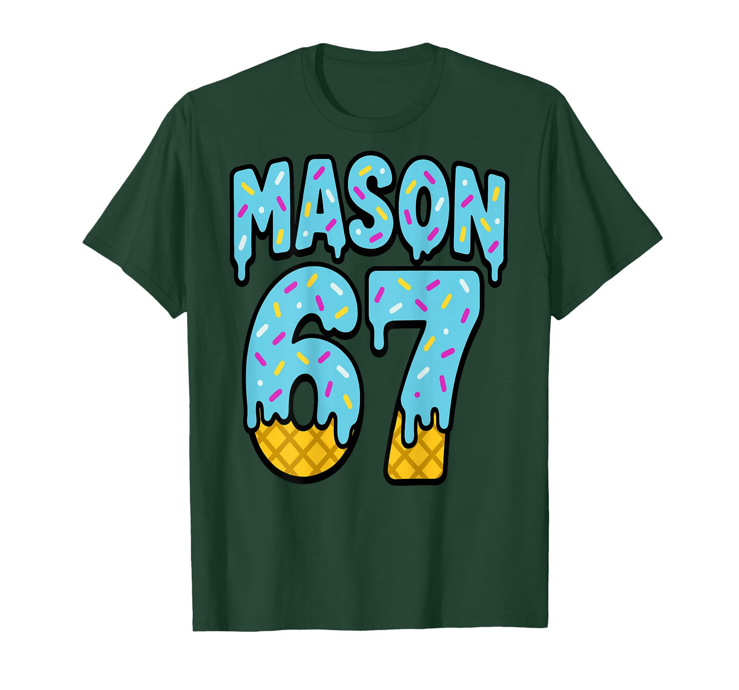 Six Seven Ice Cream Drip Mason 67 Meme Halloween (On Back) T-Shirt