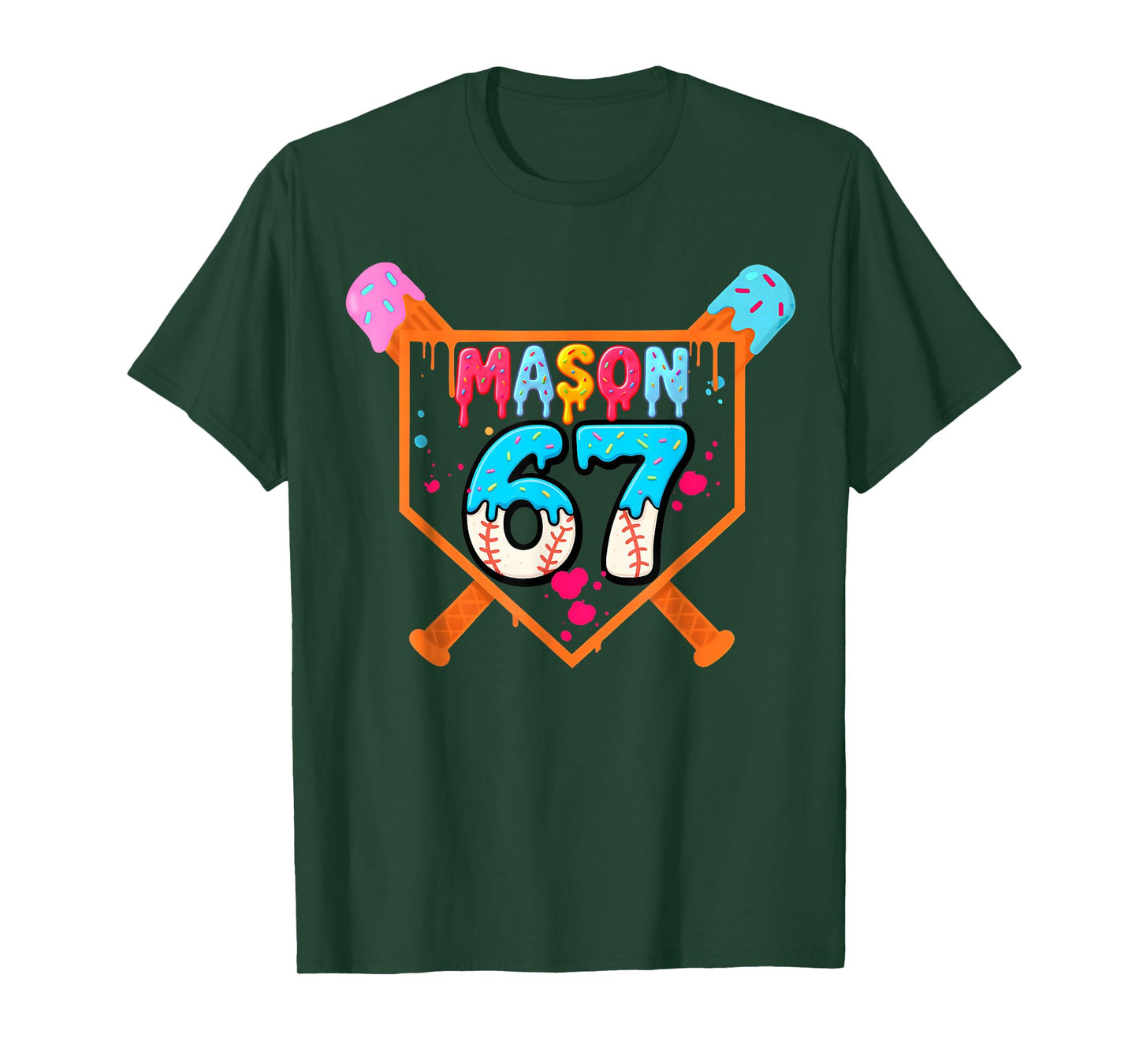 Mason 67 Funny Ice Cream Drip Baseball Meme Design T-Shirt