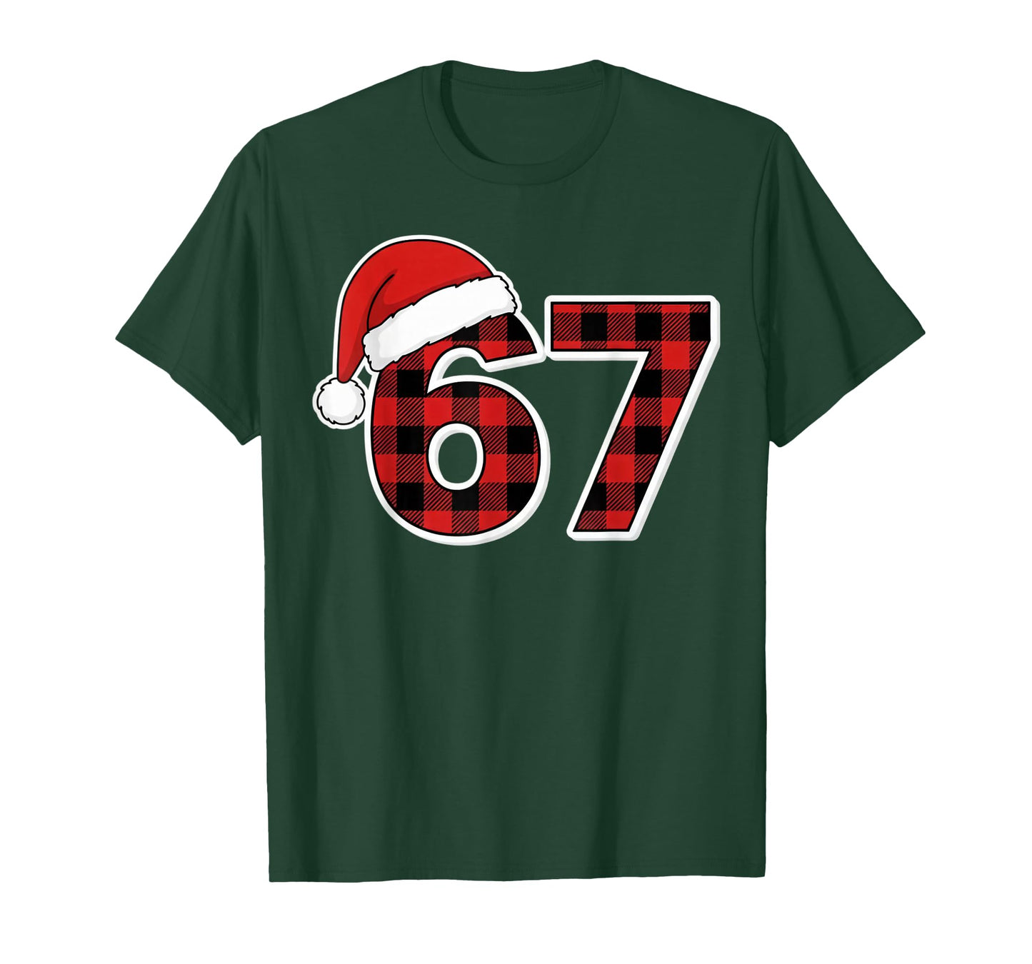 67 Meme Funny Christmas Red Plaid Xmas Pajamas Slang Kids T-Shirt