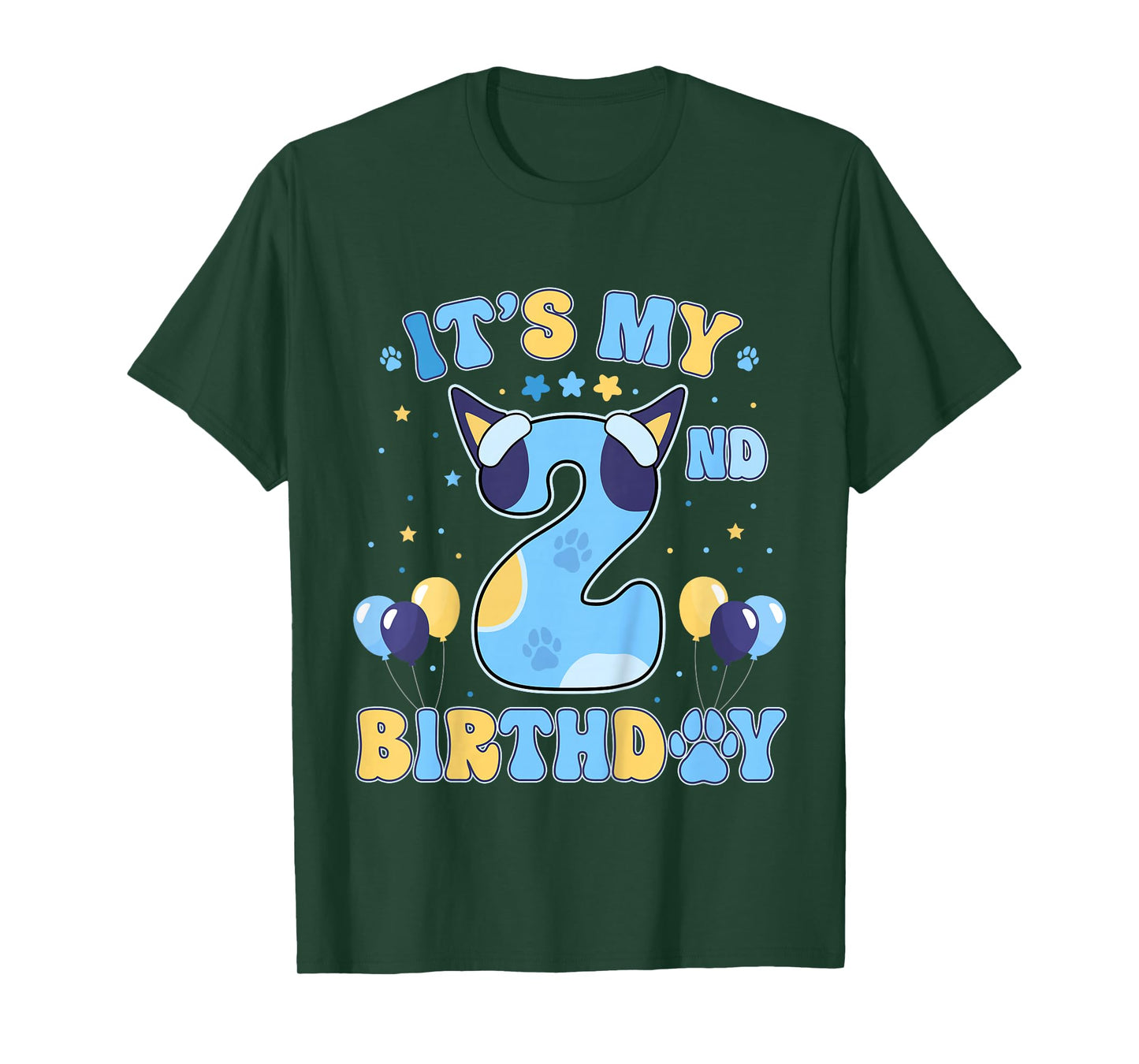 Kids Its my 2nd Birthday Boy Blue Dog Theme Party Cool 2 Year Old T-Shirt