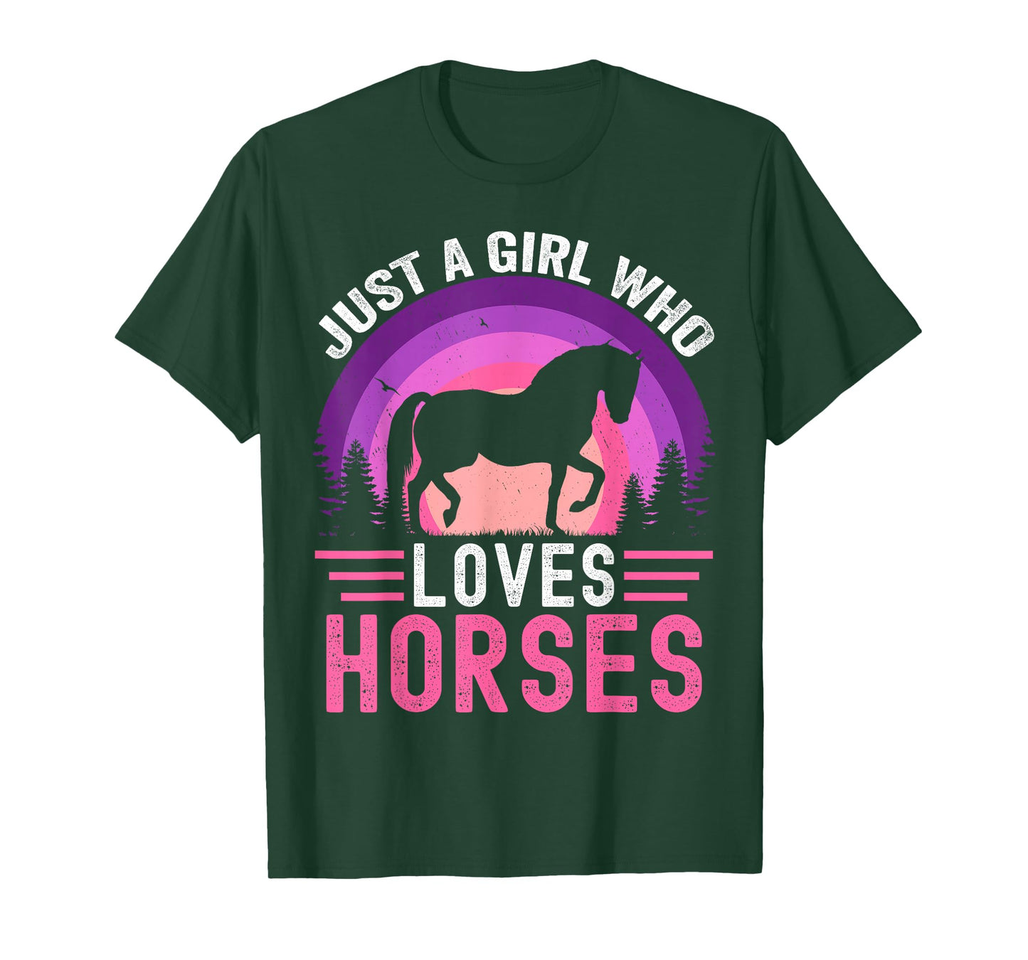 Just A Girl Who Loves Horses Retro Vintage Friesian Horse T-Shirt