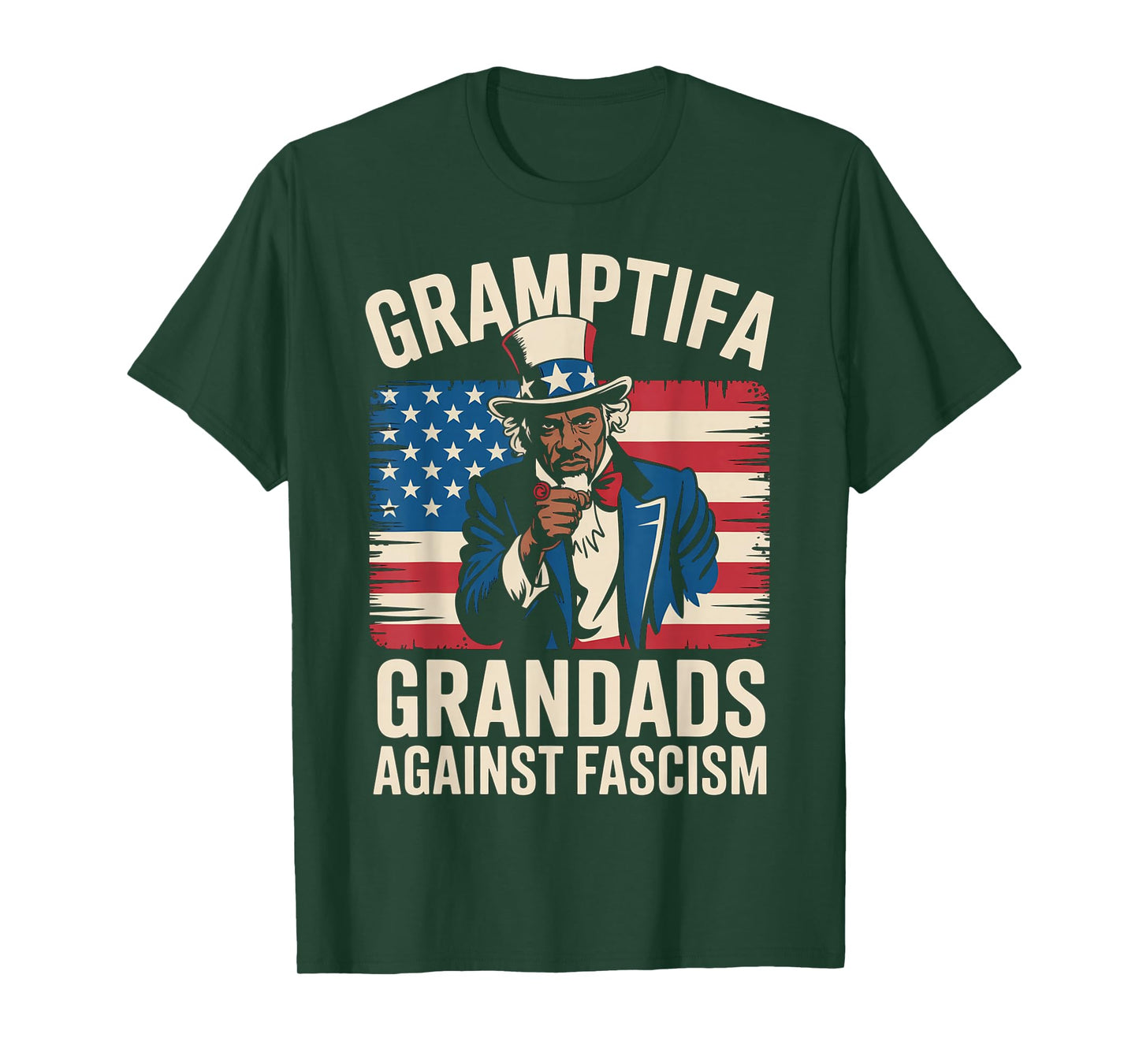Gramptifa Black Grandad Against Fascism Flag Resist No Kings T-Shirt