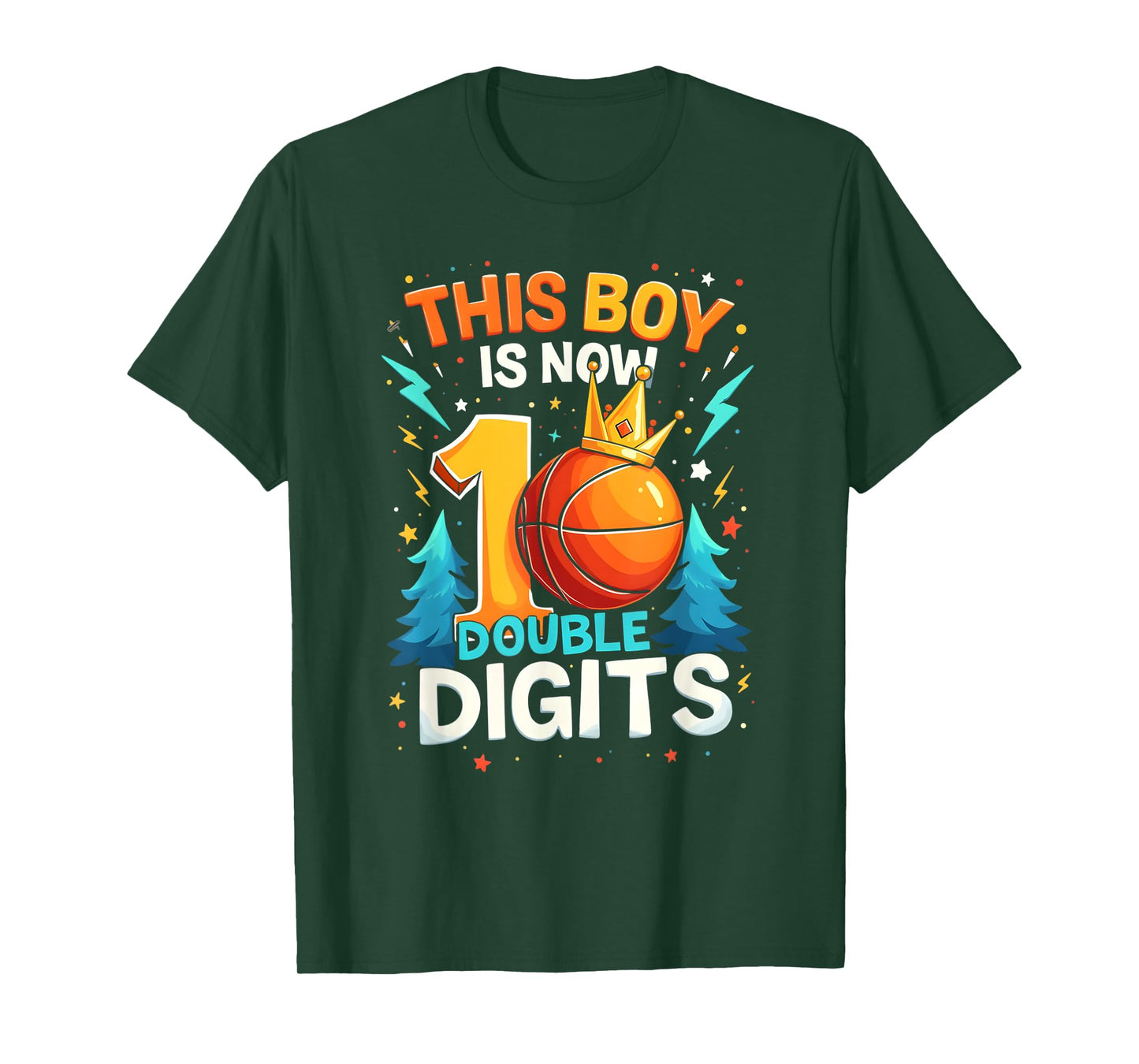Double Digits Basketball Birthday Boy 10 Year Celebration T-Shirt