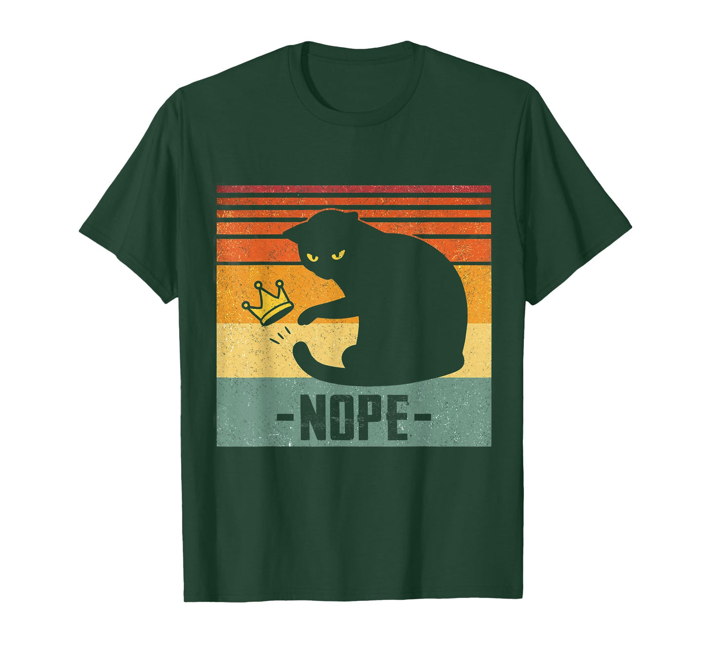 No Kings In America Black Cat Funny Cat Kicking Crown T-Shirt