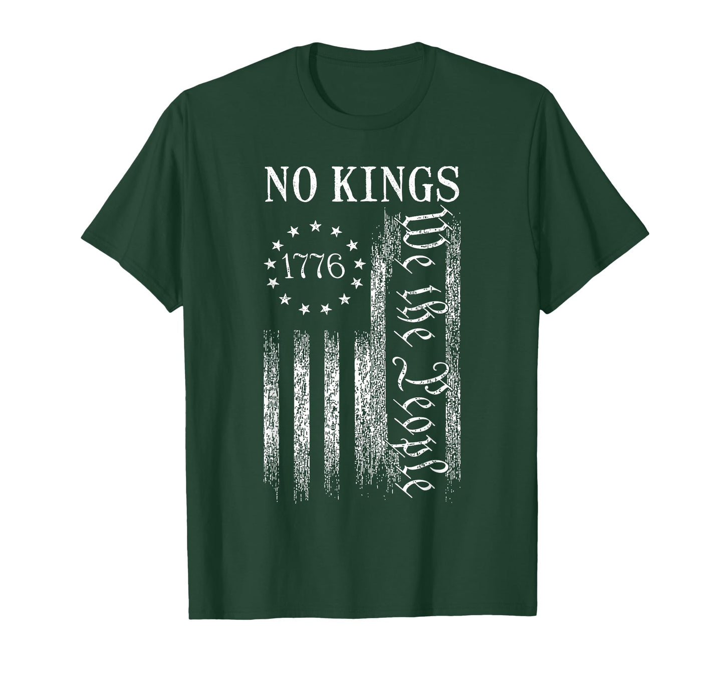 No Kings in America We The People USA Flag Patriotic T-Shirt