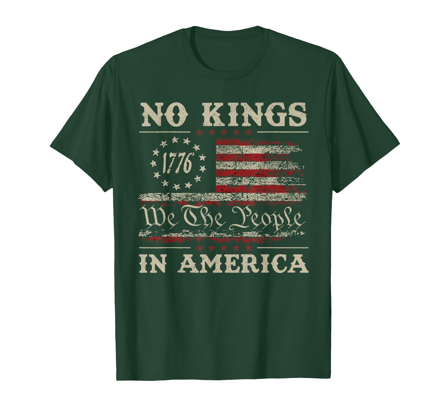Retro June 14th No Kings In America 1776 USA Flag Men Women T-Shirt