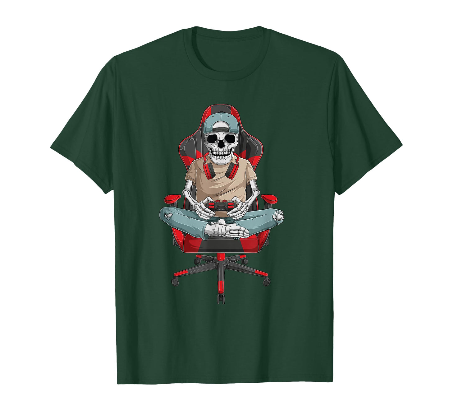 Halloween skeleton gamer video gaming boys men kids teens T-Shirt