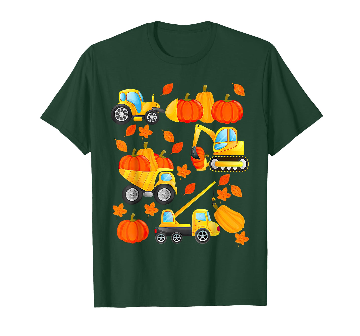 Excavator Construction Vehicles Pumpkin Halloween T-Shirt