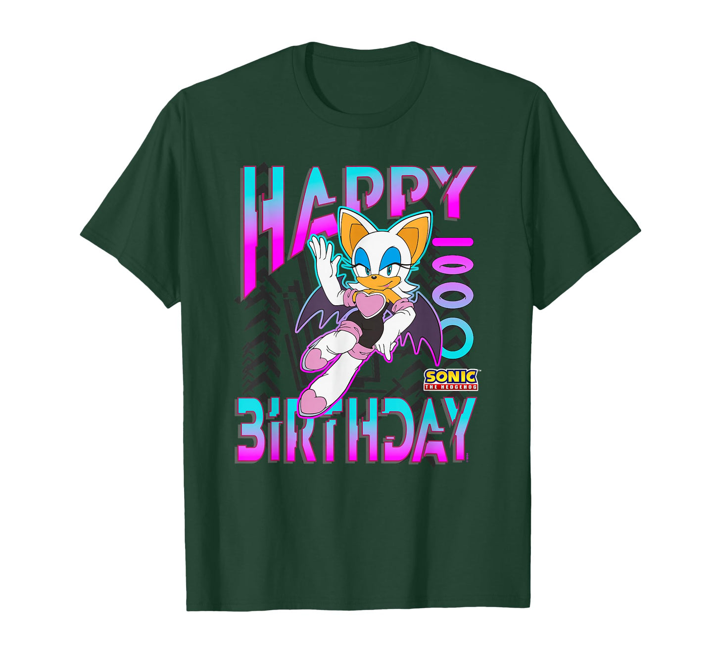 Sonic The Hedgehog Happy Birthday Rogue Grid Chest Poster T-Shirt