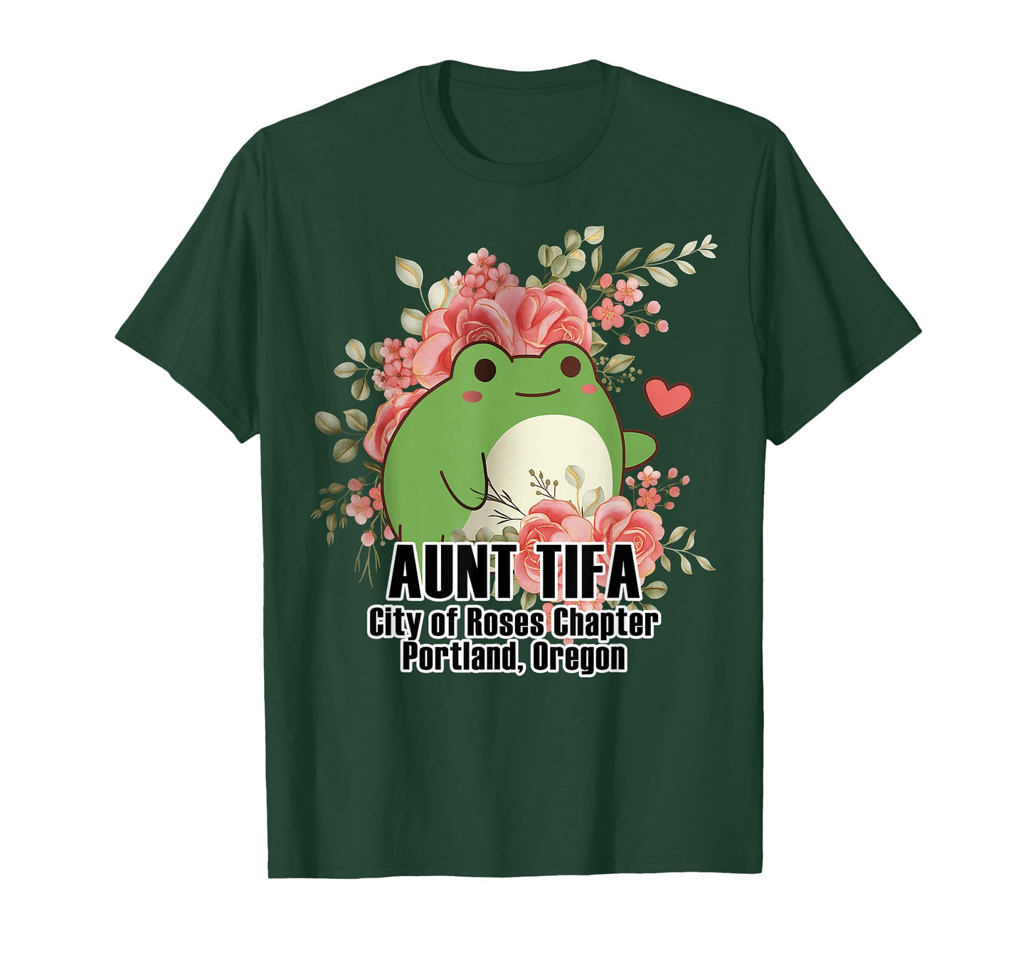 Aunt Tifa Frog Portland Oregon Floral Cute Graphic Women T-Shirt