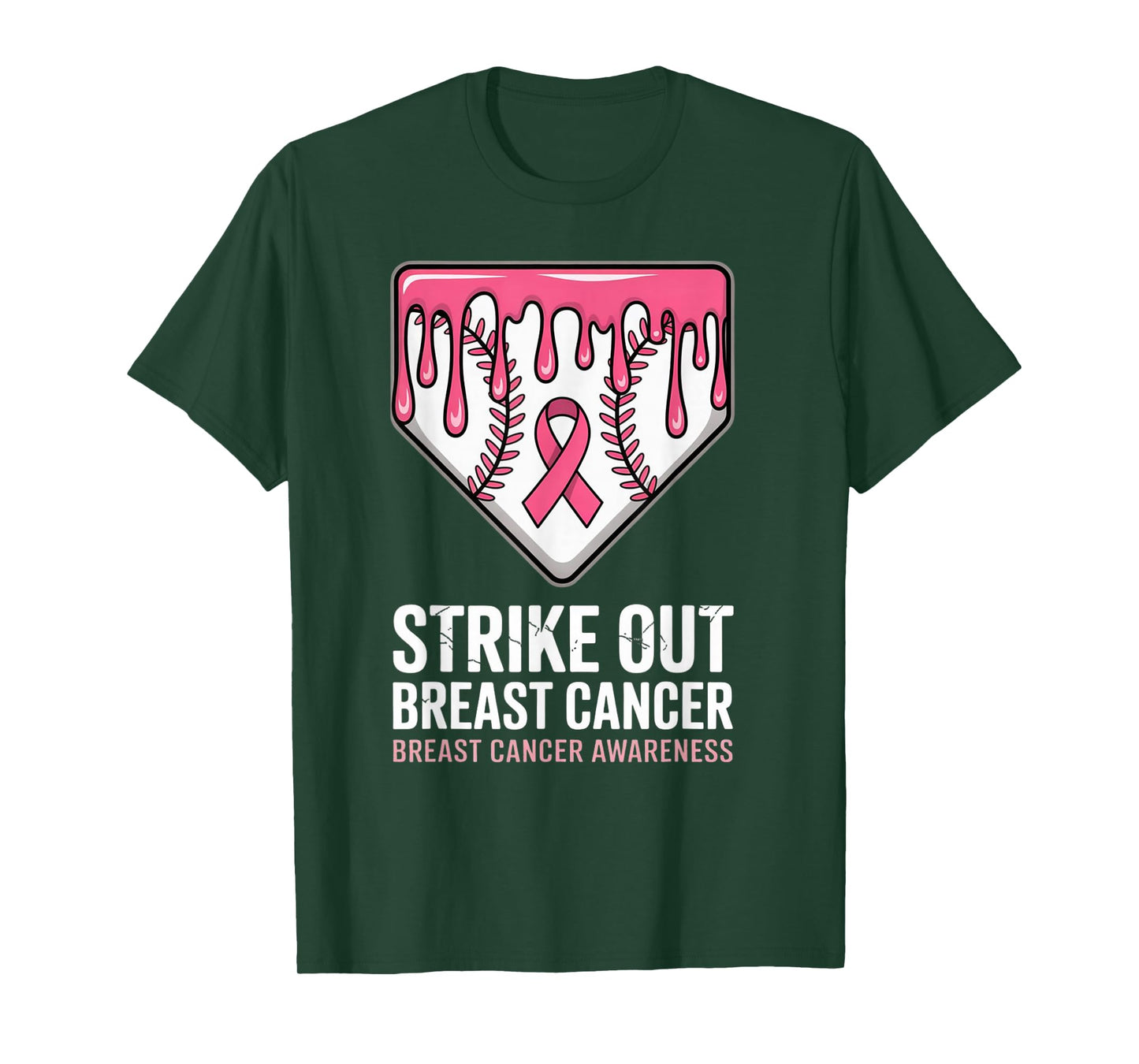 Strike Out Breast Cancer Baseball Awareness Pink Ribbon T-Shirt