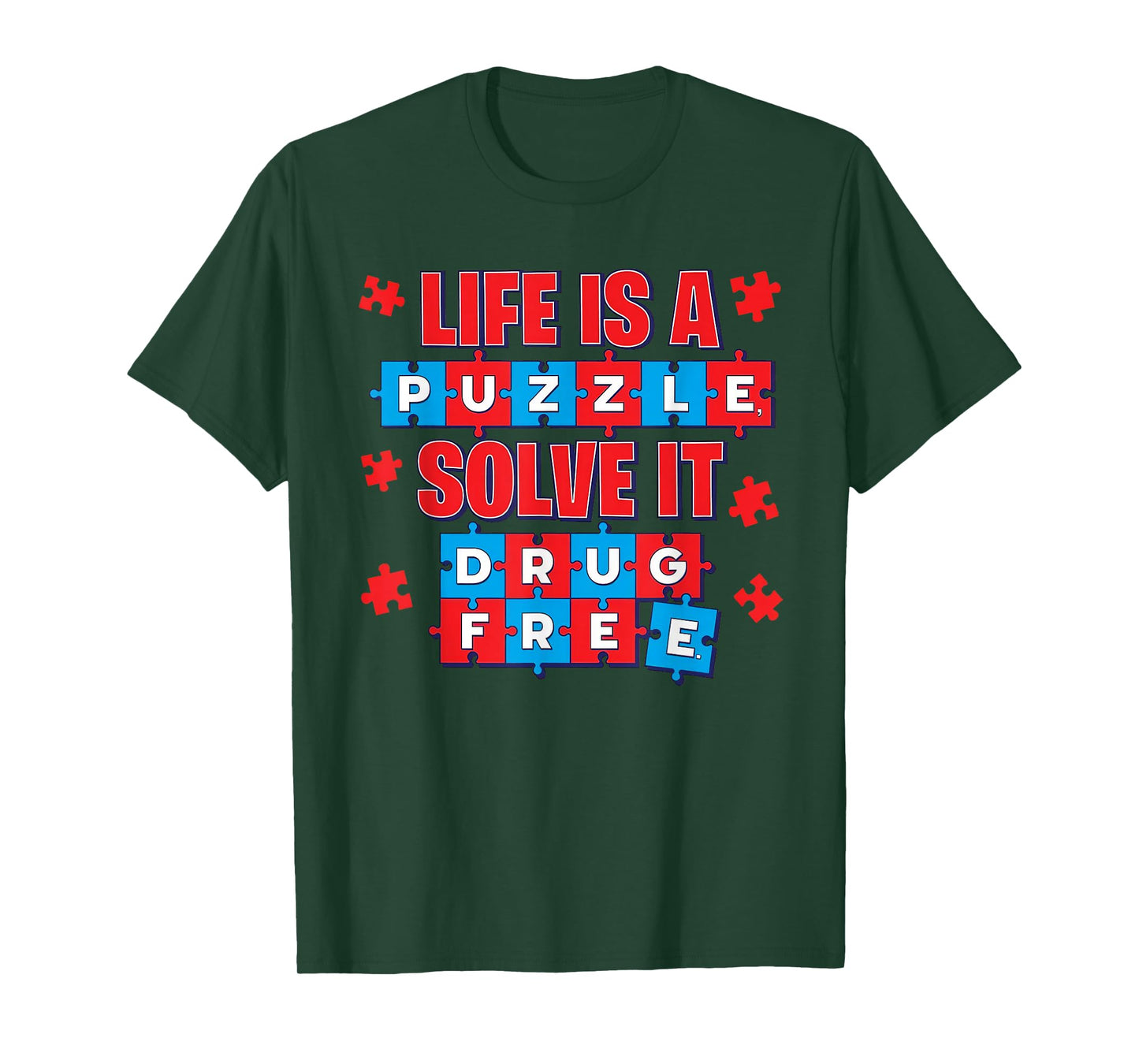 Red Ribbon Week Awareness Puzzle Red Ribbon Week 2025 T-Shirt