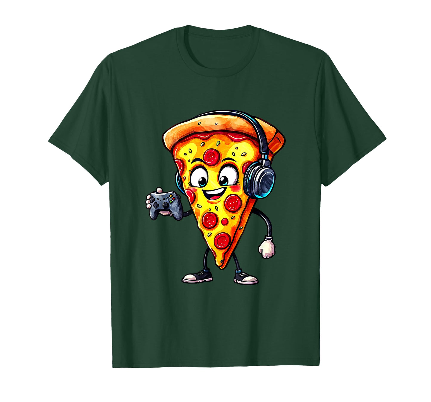 Funny Gamer Pizza Food Video Gaming Men Boys Kids Youth Teen T-Shirt